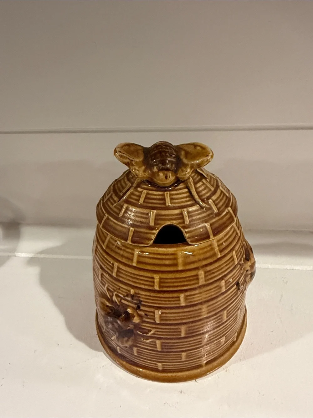 Vintage Brown Ceramic Bee Decorative Accent